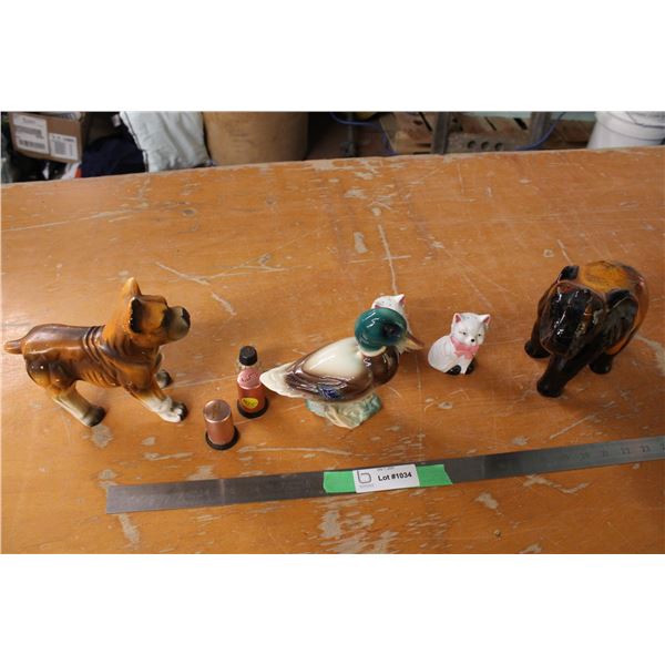 Brown Mountain Elephant + Glass Figurines