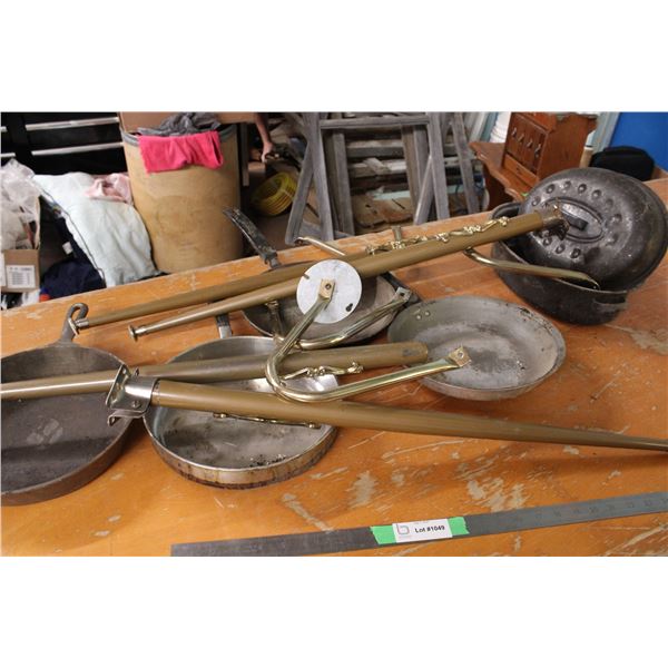 Frying Pan 1 Cast Iron and Enamel Pot Misc Items 1 Saw Blades