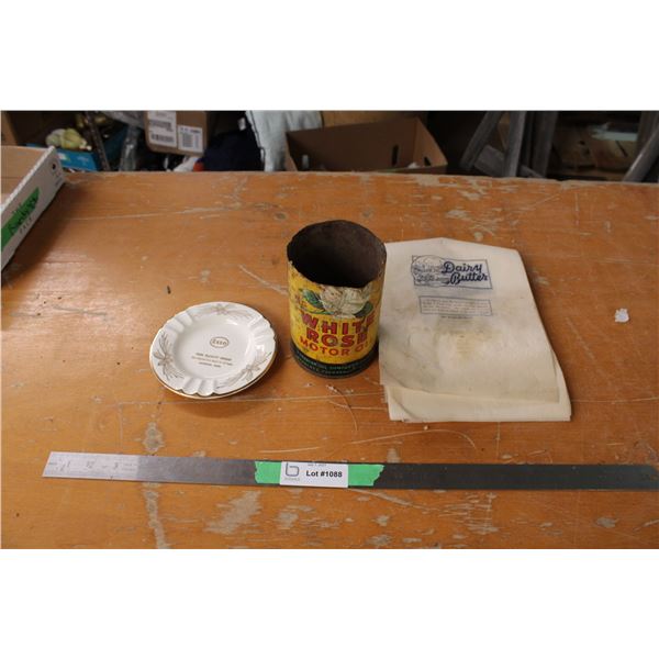 White Rose Motor Oil Can Cut Butter Papers Esso Collector Plate