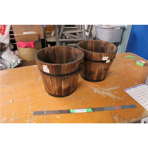 (2X THE MONEY) Wooden Water Buckets 12" Diameter