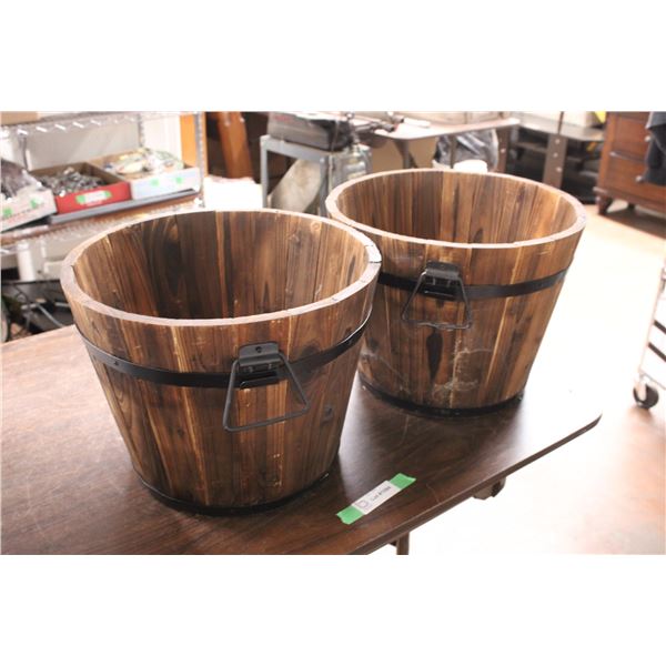 (2X THE MONEY) Wooden Water Buckets 15" Diameter