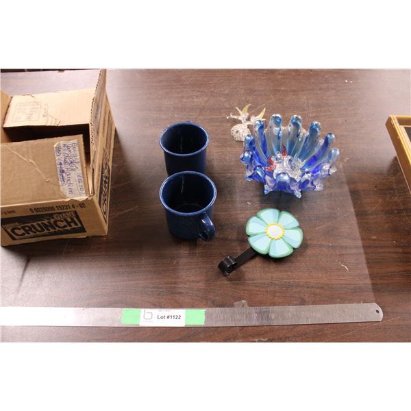 Enamel Cups Blue Glass Misc