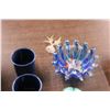 Image 3 : Enamel Cups Blue Glass Misc