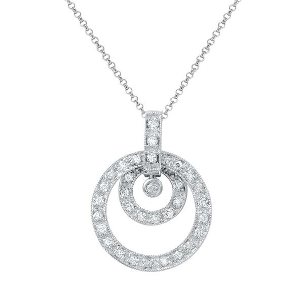 Natural 0.45 CTW Diamond Necklace 14K White Gold - REF-54M9F