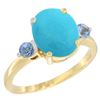 Image 1 : 2.64 CTW Turquoise & Blue Sapphire Ring 10K Yellow Gold - REF-30A5X