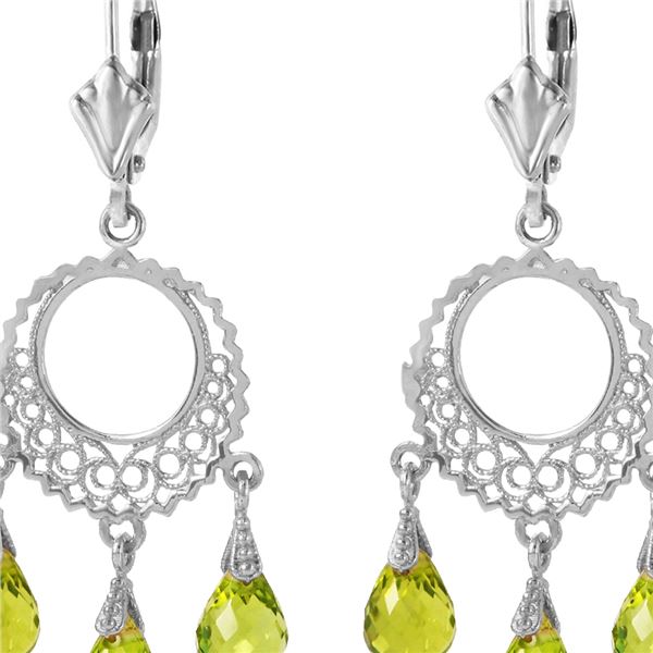 Genuine 3.75 ctw Peridot Earrings 14KT White Gold - REF-43H8X