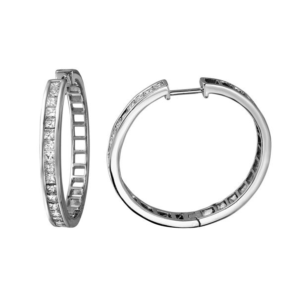 Natural 1.77 CTW Princess Diamond Earrings 14K White Gold - REF-270R9K