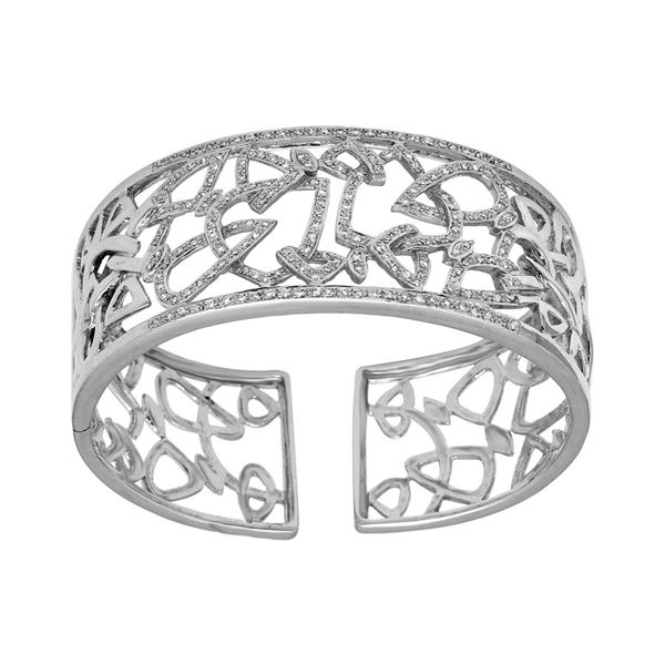 Natural 1.10 CTW Diamond Bangle 14K White Gold - REF-417X6T