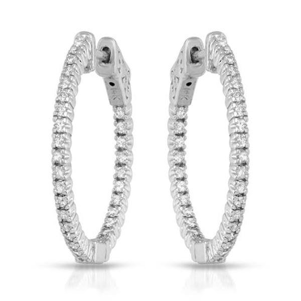Natural 0.57 CTW Diamond Earrings 14K White Gold - REF-109X8T