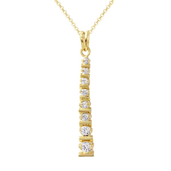 Natural 0.50 CTW Diamond Necklace 14K Yellow Gold - REF-67H5W