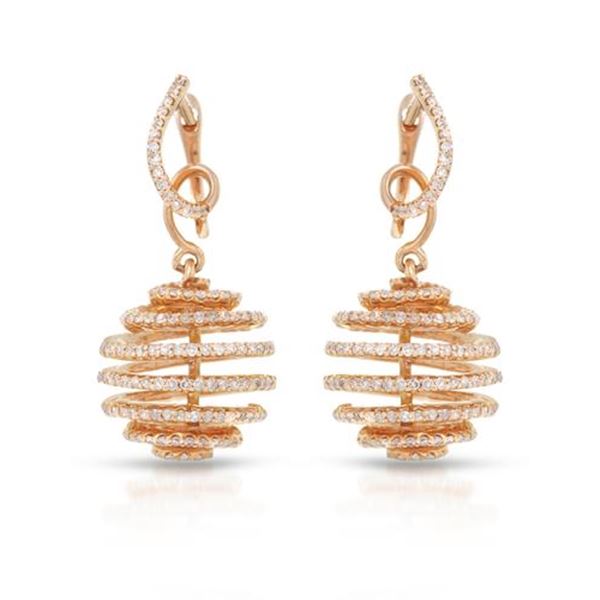 Natural 1.58 CTW Diamond Earrings 14K Rose Gold - REF-123H3W