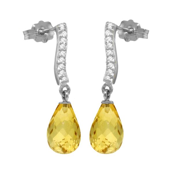 Genuine 4.78 ctw Citrine & Diamond Earrings 14KT White Gold - REF-46P2H