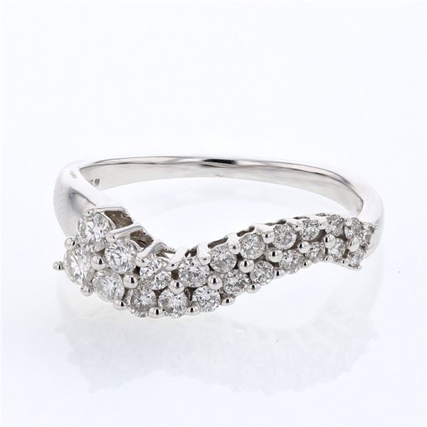 Natural 0.50 CTW Diamond Ring 14K White Gold - REF-54M2F