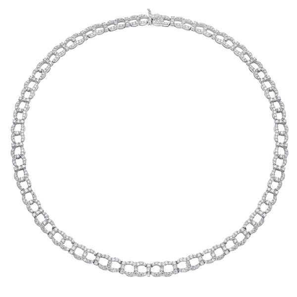 Natural 10.46 CTW Diamond Necklace 18K White Gold - REF-1196H3W