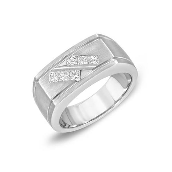 Natural 0.63 CTW Princess Diamond Ring 14K White Gold - REF-216Y9N