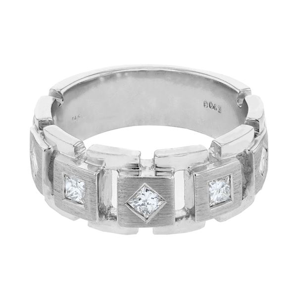 Natural 0.43 CTW Princess Diamond Ring 14K White Gold - REF-144Y9N