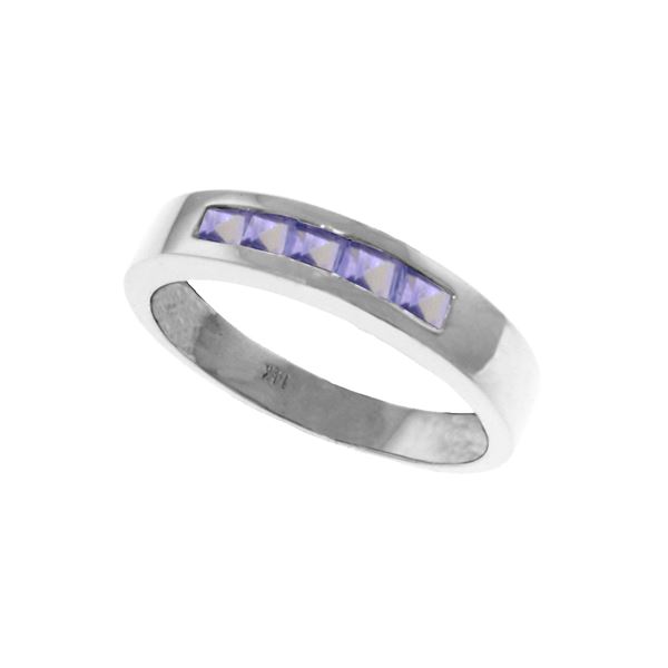 Genuine 0.50 ctw Tanzanite Ring 14KT White Gold - REF-49F8Z