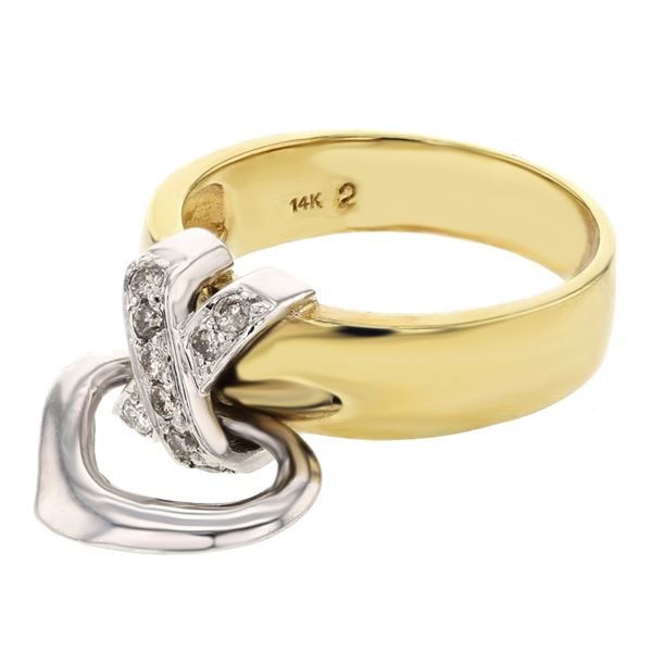Natural 0.18 CTW Diamond Ring 14K Two Tone Yellow Gold - REF-52Y2N
