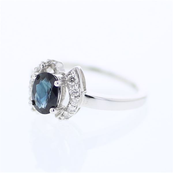 Natural 1.27 CTW Sapphire & Diamond Ring 18K White Gold - REF-66R6K