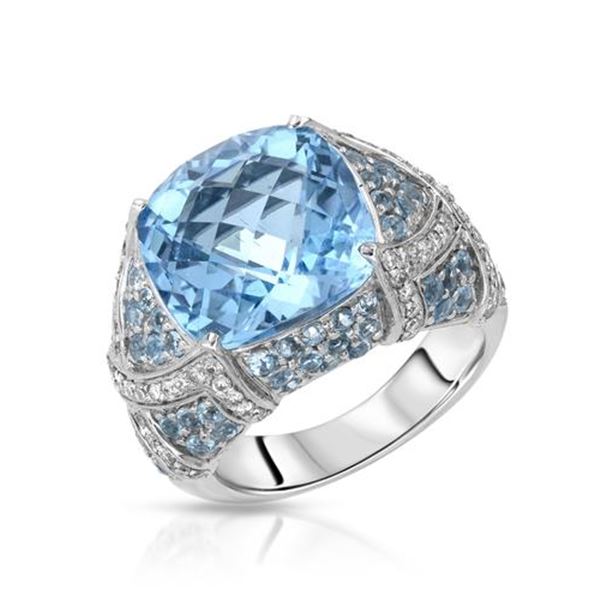Natural 14.52 CTW Topaz & Topaz Ring 14K White Gold - REF-157R5K