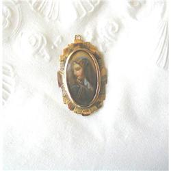 OLD 14K RELIGIOUS MEDAL w. VIRGIN MARY  #1848886