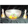 Image 1 : Gay Fad Frosted Fruit Bowl and Cruet Set #1860399