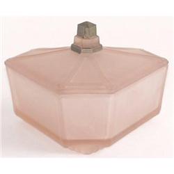 Geometric Pink Satin Glass Art Deco Powder Jar #1860894