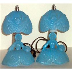 Southern Belle Blue Glass Figural Vanity Lamps #1860978