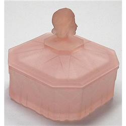 ODETTE Pink Satin Glass Art Deco Powder #1861016