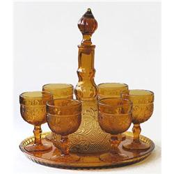 Indiana Tierra Amber Glass 9 Pc Decanter Set #1861022