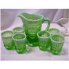 Image 1 : Moser  Opalescent Green Glass Pitcher and 6 #1861673