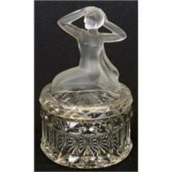 Art Deco Glass Female Figural Powder Jar #1876820