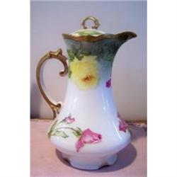 Lanternier Limoges Chocolate Pot - Roses - Gold#1876869