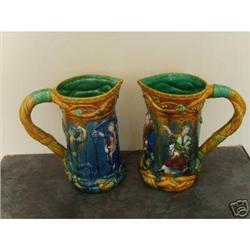 Pair Majolica Jugs (c1900) #1876893