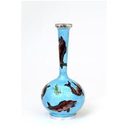 Korean Cloisonne Silver Vase Japanese Style #1877058