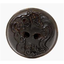 Old Japanese Horn Press Netsuke Manju Geisha #1877078