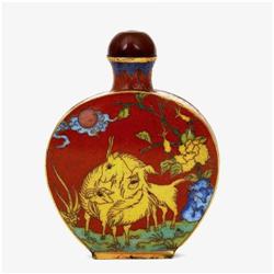 Old Chinese Enamel Cloisonne Snuff Bottle Goat #1877079