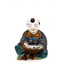 19C Japanese Kutani Figurine Boy Hold Bowl #1877085