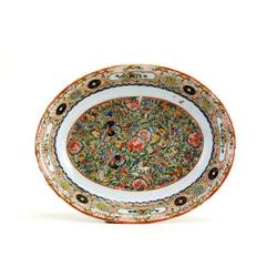 Old Chinese Rose Medallion Coin Oval Plate #1877089