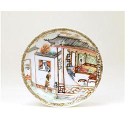 19C Chinese Famille Rose Dish w Figurine #1877108