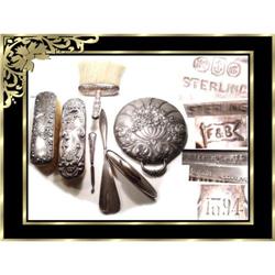 1894 VIctorian STERLING Hallmarked Vanity SET #1877142