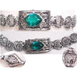 DECO Rhodium jeweled PEACOCK Bracelet #1877157