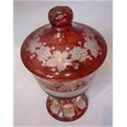 RUBY BOHEMIAN CUT TO CLEAR COVERED DISH #1877196