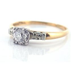 Retro 0.38ct Diamond 14k & Palladium Ring #1887393