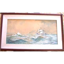 Origin. Franklin D. Briscoe Watercolor Seascape#1887404