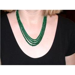 240 TCW Drilled Emerald Beads on Silk Necklace #1887419