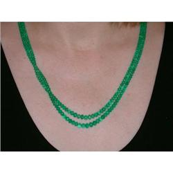 150 TCW Hand Polished Emerald Bead Necklace #1887420