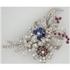 Image 1 : Vintage Diamond, Sapphire, & Ruby 18k WGold Pin#1887470