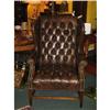 Image 1 : BROWN LEATHER WING  BACK ARMCHAIR #1900785
