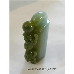 Chinese Green White Jade Lion Head Seal Stamp  #1901083